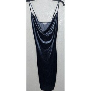 Iris Velour Glitter Bodycon Dress Blue Women sz Med.